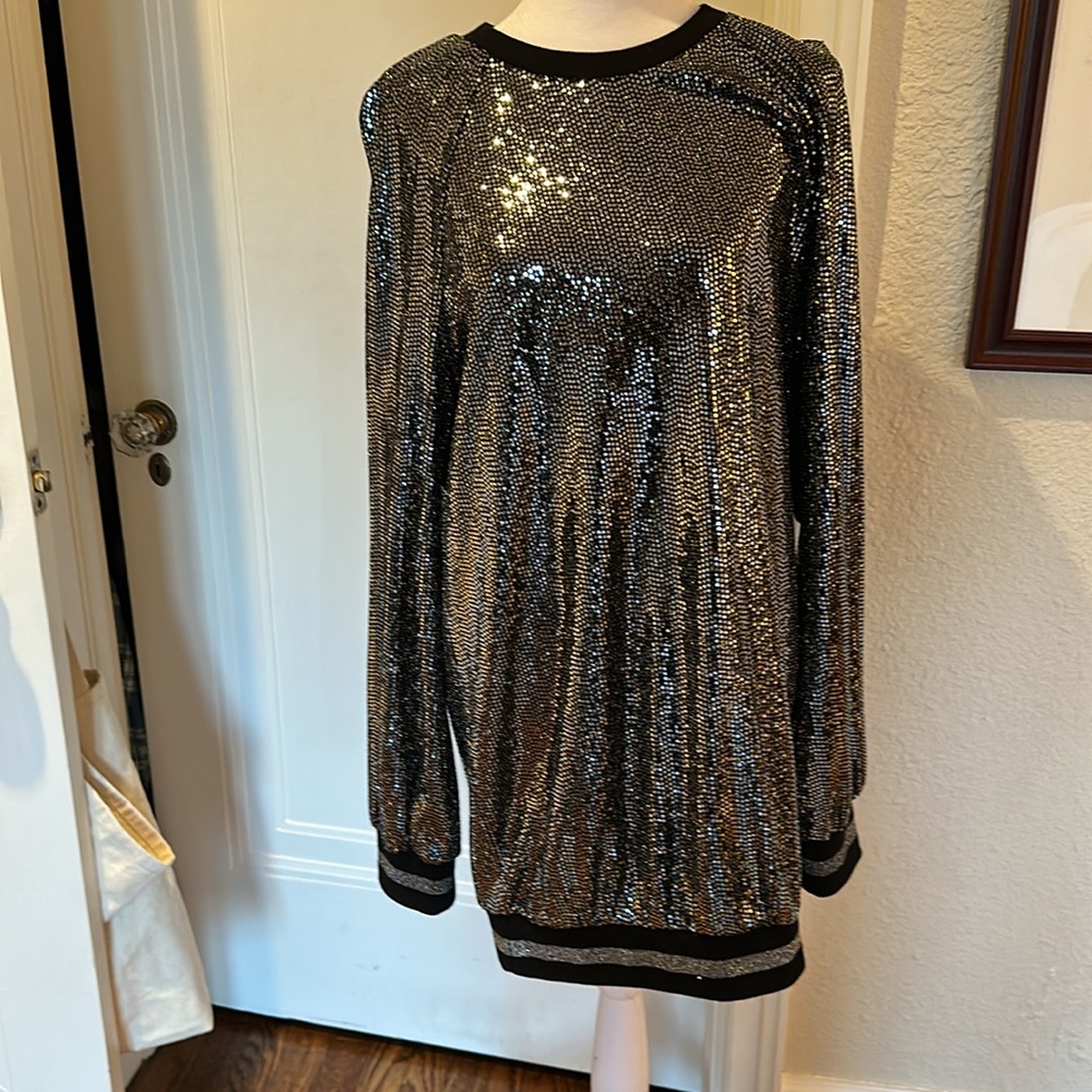 Pam and Gela mirror ball slouchy Sequin Black Dress - Picture 2 of 4